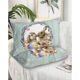 thumbnail image 1 of Easter Bunny King Pillow Cases Set of 2 - Microfiber Bed Throw Pillow Covers, Spring Easter Eggs Chick Floral Teal Wood Decorative Lumbar Pillow Cover with Envelope Closure for Sofa/Travel 20"x36", 1 of 6