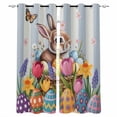 thumbnail image 1 of Easter Bunny Kitchen Curtains Colorful Eggs Spring Tulips Flower Blue Stripes Cafe Short Curtains for Bathroom Blackout Window Curtain Small Window Treatment Drapes for Bedroom Living Room 52"x45"x2, 1 of 9