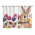 thumbnail image 1 of Easter Bunny Kitchen Curtains Window Panels, Spring Colorful Daisy Flowers Rabbit Rustic Insulated Window Treatment Curtain, Grommet Curtains for Bedroom/Living Room/Bathroom, 2 Piece 52"Wx63"L, 1 of 8