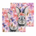 thumbnail image 1 of Easter Bunny Kitchen Dish Towels for Drying Dishes Set of 2, Spring Pink Flowers Rabbit Pastoral Botanical Waffle Weave Microfiber Hand Tea Bathroom Towels Quick Dry & Absorbent Towel 12x12, 1 of 7