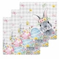 thumbnail image 1 of Easter Bunny Kitchen Dish Towels for Drying Dishes Set of 3, Blue Easter Eggs Spring Floral Grey Plaid Waffle Weave Microfiber Hand Tea Bathroom Towels Quick Dry & Absorbent Towel 12x12, 1 of 7