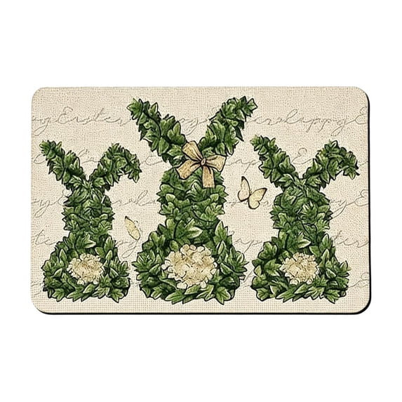 Easter Bunny Kitchen Mat,Easter Spring Rabbits Wreath Kitchen Rugs Non Slip Low-Profile Washable for Floor Farmhouse Home Decor A
