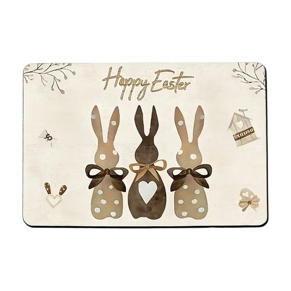 Easter Bunny Kitchen Mat,Easter Spring Rabbits Wreath Kitchen Rugs Non Slip Low-Profile Washable for Floor Farmhouse Home Decor D
