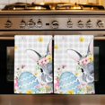 thumbnail image 1 of Easter Bunny Kitchen Towels Set of 2, Blue Easter Eggs Spring Floral Grey Plaid Absorbent Dish Towels for Kitchen, Microfiber Hand Towel, Quick Drying Tea Towel for Cleaning Decorative Dishcloths, 1 of 7