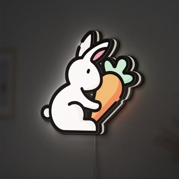 Easter Bunny LED Lightbox - Spring Carrot Holiday Decor, Custom Led Sign for Home Office Shop Decor (Width 24 inch, 60cm)