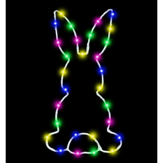Easter Bunny LED Window Light Set - Battery Operated with Timer, Festive Hanging LED Lights, Easter Home Window & Wall Decoration Ornament