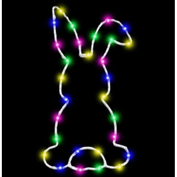 Easter Bunny LED Window Light Set - Battery Operated with Timer, Festive Hanging LED Lights, Easter Home Window & Wall Decoration Ornament