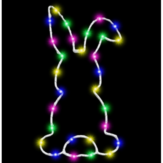 Easter Bunny LED Window Light Set - Battery Operated with Timer, Festive Hanging LED Lights, Easter Home Window & Wall Decoration Ornament