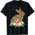 thumbnail image 1 of Easter Bunny Leopard Print Girls Women Happy Easter Day T-Shirt, 1 of 3