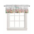thumbnail image 1 of Easter Bunny Linen Curtain Valance for Bedroom/Bathroom/Kitchen/Office/Living/Dining Room Windows,Rustic Blossom Flower Leaves Woodgrain Rod Pocket Topper Drapes Decorative Cafe Drapery Panel 42x18, 1 of 6
