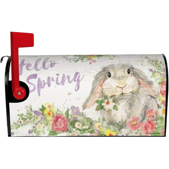 Easter Bunny Mailbox Cover Mailbox Wraps, Waterproof Mailbox Covers Magnetic Post Box Cover Standard Size 21"(L) x 18"(W) Garden Yard Outside Farmhouse Home Decor