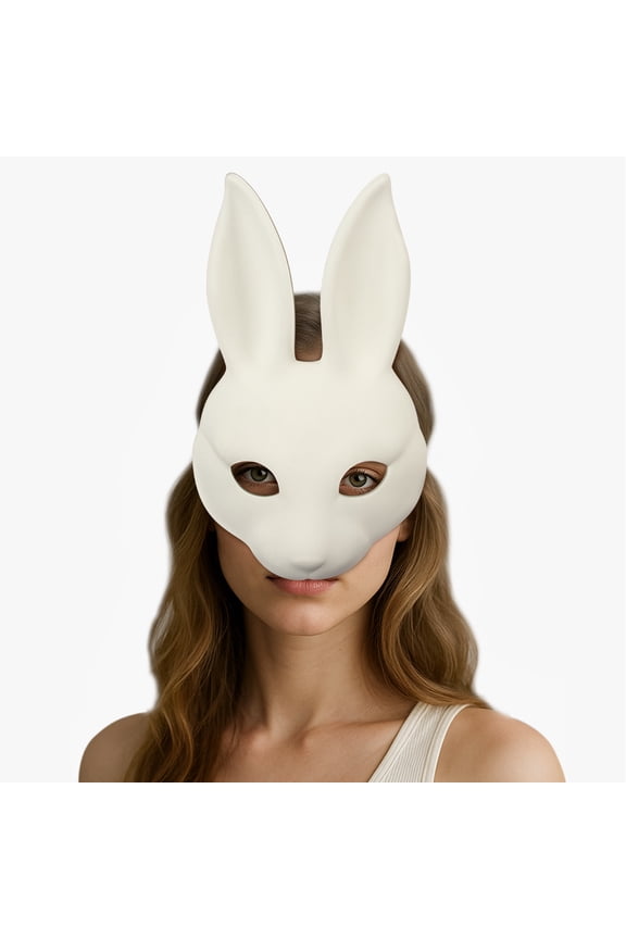 Easter Bunny Mask, White PU Leather DIY Mask