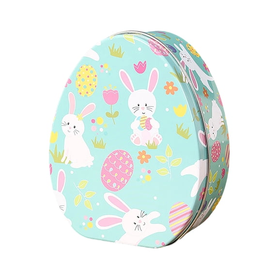 Easter Bunny Metal Tin Storage Box - Cute Cartoon Rabbit Design, Decorative Organizer For Small Items & Easter Decor - Easter Celebrations, Home Kitchen Bedroom Storage, '