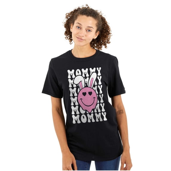 Easter Bunny Mommy Heart Eyes Smile Women's Graphic T Shirt Tees Brisco Brands X