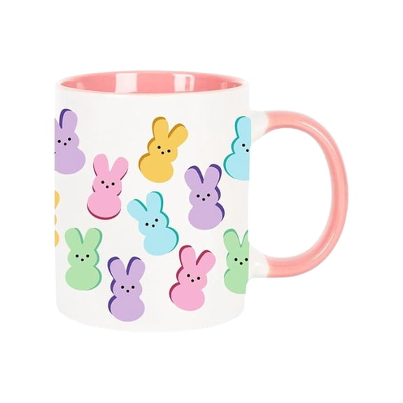Easter Bunny Mug 12oz, Cute Pastel Rabbit Ceramic Drinking Mugs for Spring Party Supplies Table Centerpieces & Easter Basket Stuffers