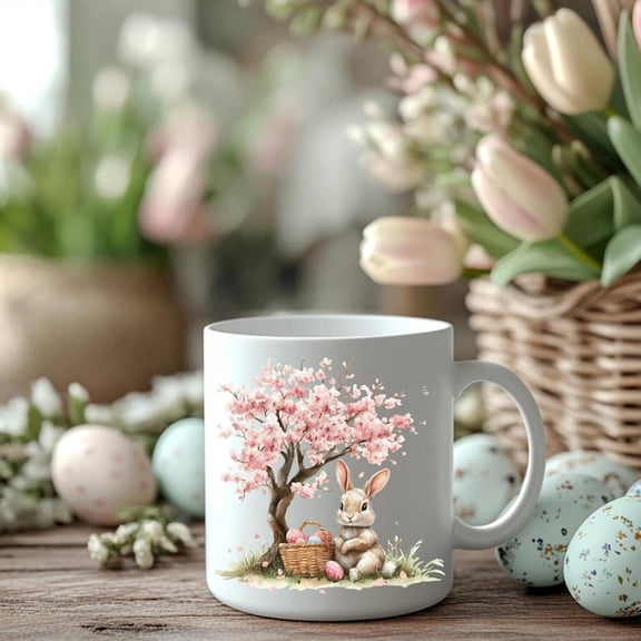Easter Bunny Mug Cute Spring Coffee Cup, C1herry BS1om Bunny Gift, Easter Gift, Cozpringtime Mug, Perfect for Tea and Coffee Lovers
