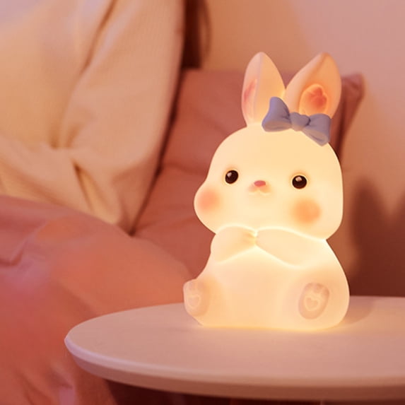 Easter Bunny Night Light, Portable LED Holiday Decor, Cute Rabbit Shape Nightlight for Children Room, Easter Festival Party Decoration and Gift(Pink)