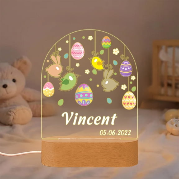 Easter Bunny Night Light, Staron Personalized LED Holiday Egg Celebration Ambient Light, Multicolor Plastic Kids Nightlight for Easter Decor Bedroom Playroom