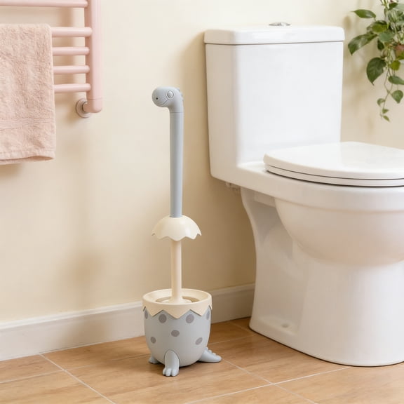 Easter Bunny​ Novelty Blue Pink Polka Dot Toilet Brush Holder Eggshell Base Rabbit Shape Decor for Bathroom Functional Decor