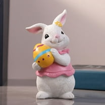 Easter Bunny Ornament Resin Statue Garden Patio Yard Decoration Indoor Outdoor Holiday Decor Cute Rabbit Figurine