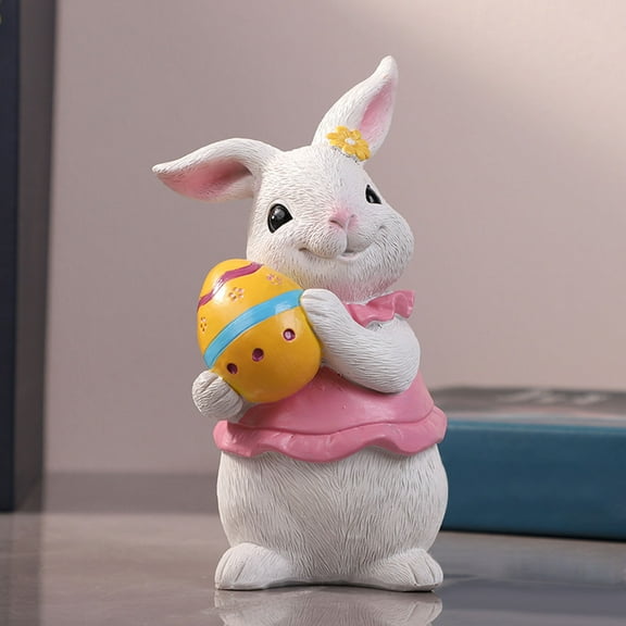Easter Bunny Ornament Resin Statue Garden Patio Yard Decoration Indoor Outdoor Holiday Decor Cute Rabbit Figurine