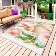 thumbnail image 1 of Easter Bunny Outdoor Rug 5x7 Ft, Non Slip Washable Area Rug, Pink Tulip Flowers Spring Leaves Rustic Botanical Patio Rugs Carpet Runner, Large Floor Mat for Indoor/Outdoor Deck Porch Camping, 1 of 8