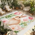 thumbnail image 1 of Easter Bunny Outdoor Rug for Patio/Deck/Porch, Non-Slip Large Area Rug 4 x 6 Ft, Pink Tulip Flowers Spring Leaves Rustic Botanical Indoor Outdoor Rugs Washable Area Rugs, Camping Rug Carpet Runner, 1 of 8