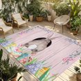 thumbnail image 1 of Easter Bunny Outdoor Rug for Patio/Deck/Porch, Non-Slip Large Area Rug 5 x 7 Ft, Eggs Cute Rabbit Pink Wooden Grain Farm Indoor Outdoor Rugs Washable Area Rugs, Reversible Camping Rug Carpet Runner, 1 of 8