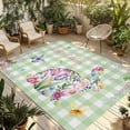thumbnail image 1 of Easter Bunny Outdoor Rug for Patio/Deck/Porch, Non-Slip Large Area Rug 5 x 7 Ft, Spring Flower Daisy Tulips Green Checkered Indoor Outdoor Rugs Washable Area Rugs, Camping Rug Carpet Runner, 1 of 8