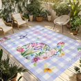 thumbnail image 1 of Easter Bunny Outdoor Rug for Patio/Deck/Porch, Non-Slip Large Area Rug 5 x 7 Ft, Spring Flower Daisy Tulips Purple Plaid Indoor Outdoor Rugs Washable Area Rugs, Reversible Camping Rug Carpet Runner, 1 of 8