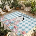 thumbnail image 1 of Easter Bunny Outdoor Rug for Patio/Deck/Porch, Non-Slip Large Area Rug 5 x 8 Ft, Colorful Eggs Cute Rabbit Blue White Check Indoor Outdoor Rugs Washable Area Rugs, Camping Rug Carpet Runner, 1 of 8