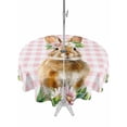 thumbnail image 1 of Easter Bunny Outdoor Tablecloth - 54 Inch Round Dining Table Cover, Spring Daisy Botanical Leaves Pink Plaid Waterproof Outdoor Table Cloth with Umbrella Hole & Zipper for Picnic/Patio/Party, 1 of 7