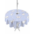 thumbnail image 1 of Easter Bunny Outdoor Tablecloth - 60 Inch Round Dining Table Cover, Cartoon Carrots Cute Rabbits Sketch Blue Waterproof Outdoor Table Cloth with Umbrella Hole & Zipper for Picnic/Patio/Party, 1 of 7