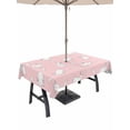 thumbnail image 1 of Easter Bunny Outdoor Tablecloth - 60x120 Inch Rectangle Dining Table Cover, Cartoon Carrots Cute Rabbits Sketch Pink Waterproof Outdoor Table Cloth with Umbrella Hole & Zipper for Picnic/Patio/Party, 1 of 7