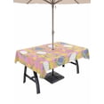 thumbnail image 1 of Easter Bunny Outdoor Tablecloth - 60x120 Inch Rectangle Dining Table Cover, Colorful Eggs Spring Leaves Daisy Yellow Pink Plaid Waterproof Outdoor Table Cloth with Umbrella Hole & Zipper for Patio, 1 of 7