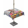 thumbnail image 1 of Easter Bunny Outdoor Tablecloth - 60x60 Inch Square Dining Table Cover, Colorful Eggs Spring Tulips Flower Blue Stripes Waterproof Outdoor Table Cloth with Umbrella Hole & Zipper for Picnic/Patio, 1 of 7
