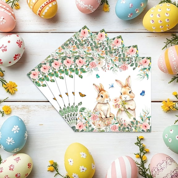 Easter Bunny Paper Napkins 20Pcs, Disposable Rabbit Napkins, Spring Easter Holiday Party Table Decoration Supplies