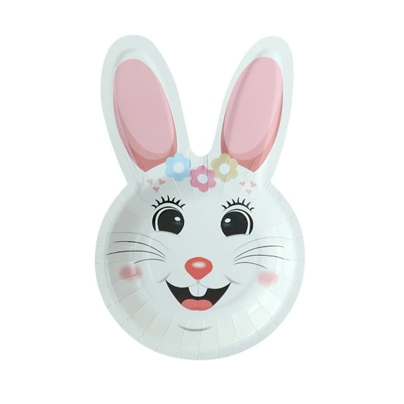 Easter Bunny Paper Plates, Easter Dessert Plates, Festive Rabbit-Shaped Disposable Tableware for Easter Party Decor and Celebration, 10PCS