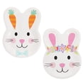 thumbnail image 1 of Easter Bunny Paper Plates Set of 2, 8x10 Inch Disposable Bunny Shaped Plates with Orange Carrot Ears & Pink Floral Lei, 10PC per Pack for Easter Parties Picnics Crafts Spring Decor, 1 of 7