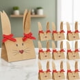 thumbnail image 1 of Easter Bunny Party Favor Bags DIY Bunny Gift Boxes with Red Bow Ribbon Rustic Paper Rabbit Ears Treat Goodie Bags for Easter Spring Birthday Supplies, 1 of 4