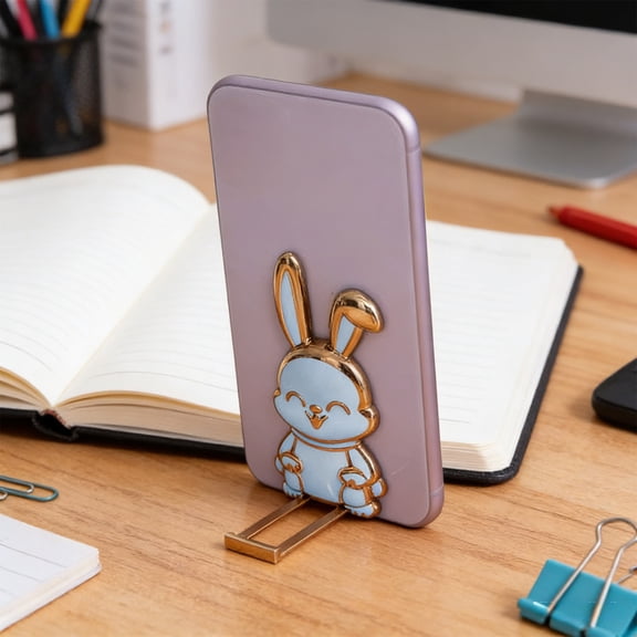 Easter Bunny Phone Stand Foldable Back Stick Holder for Hands-Free Viewing Cute Tech Gadget Portable Daily Use 3.54x1.57 inches