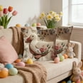 thumbnail image 1 of Easter Bunny Pillow Cover 18x18 Inch, Faux Embroidery Printed Farm Animal & Floral Design Spring Decorative Cushion Cover for Sofa, Bedroom,C, 1 of 6