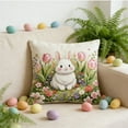 thumbnail image 1 of Easter Bunny Pillow Cover 18x18 Inch, Spring Rabbit Decorative Throw Pillow Covers Soft Fleece Couch Sofa Bedroom Holiday Home Decor, 1 of 5