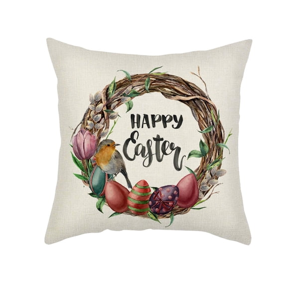 Easter Bunny Pillow Cover with Envelope Closure, Soft Fabric Sofa Cushion Case, Washable Cute Rabbit Decorative Pillowcase for Bedroom Guest Room Living Room Home Decor, Easter Holiday Decoration