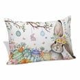 thumbnail image 1 of Easter Bunny Pillow Covers 12"x20", Spring Easter Eggs Floral Leaves Watercolor Soft Brushed Microfiber Breathable Throw Pillow Covers, Decorative Pillowcase with Zipper for Couch Sofa Bedroom, 1 of 9