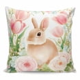 thumbnail image 1 of Easter Bunny Pillow Covers 26x26 Inch Decorative Throw Pillow Cover, Pink Tulip Flowers Spring Leaves Rustic Botanical Sofa Pillowcases Accent Cushion Case Home Decor Bedroom Living Room, 1 of 6