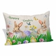 thumbnail image 1 of Easter Bunny Pillow Covers, Linen Long Throw Pillow Case, Spring Easter Eggs Floral Rustic Burlap Holiday Pillow Protector Decorative Cushion Cover for Living Room/Bedroom 20" x 30", 1 of 8