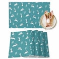 thumbnail image 1 of Easter Bunny Placemats Set of 12, Simple Abstract White Bowknot Rabbit Leaf Blue Heat Insulated Linen Place Mats, Washable Stain-Proof Table Mats for Dining Tables Holiday Decor 13x19 Inches, 1 of 9