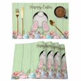 thumbnail image 1 of Easter Bunny Placemats Set of 4, Colorful Eggs Cute Rabbit Green Country Wooden Placemats for Dining Table, Place Mats for Kitchen Tabletop, Waterproof Wipeable Dining Table Mats Set, 1 of 9