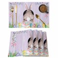 thumbnail image 1 of Easter Bunny Placemats Set of 4, Colorful Eggs Cute Rabbit Purple Wooden Plank Placemats for Dining Table, Place Mats for Kitchen Tabletop, Waterproof Wipeable Dining Table Mats Set, 1 of 9